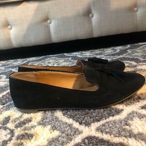 JCrew Factory Black Suede Tassel Loafers